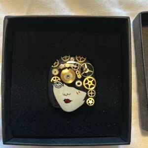 Clock women pin/ broach for clothing, bags etc.